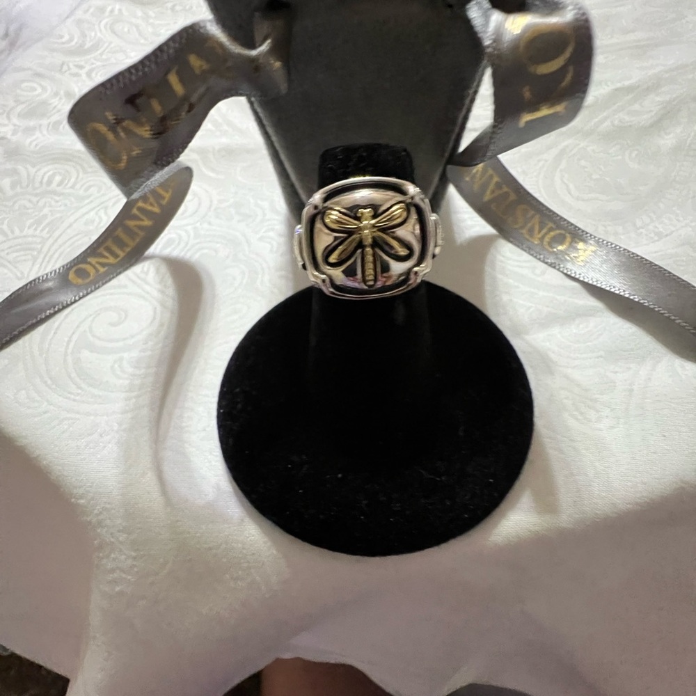 Konstantino Dragonfly; Sterling Silver & 18kt Gold Ring; Size 5